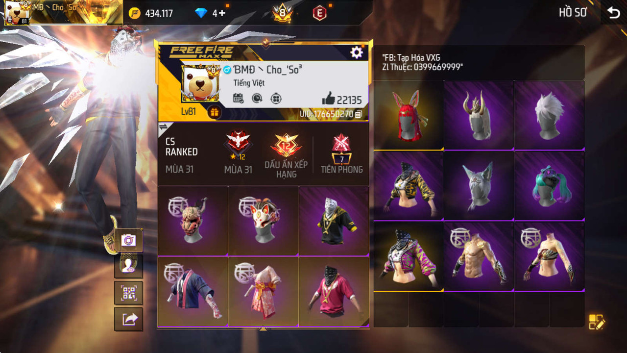 Bán acc Siêu Sale Acc Free Fire